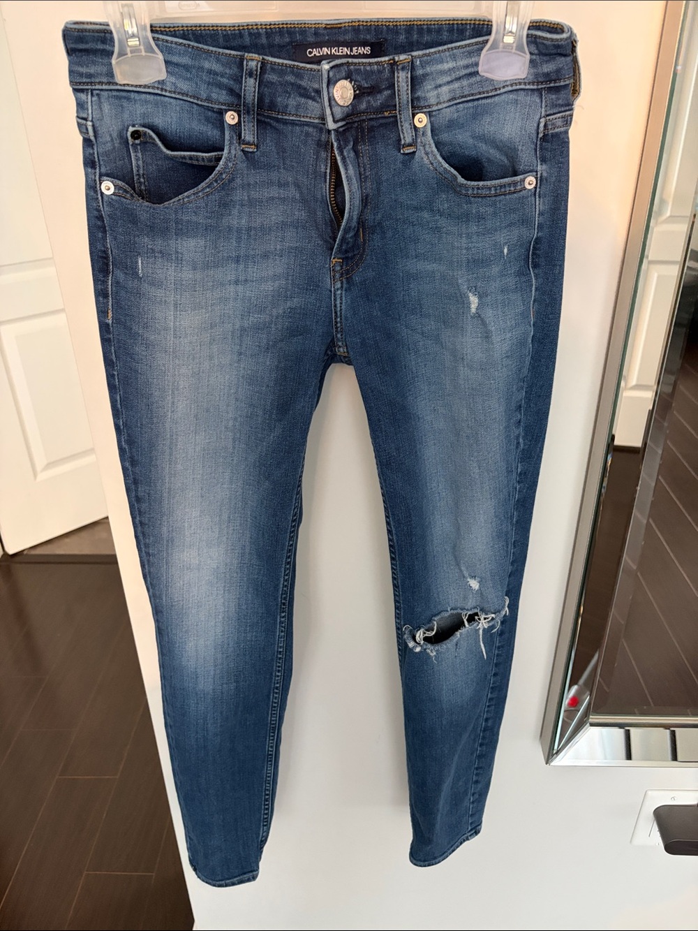 Calvin Klein Jeans faded blue ripped skinny jeans